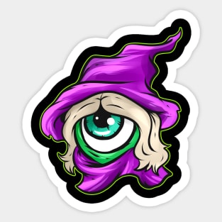 One Eyed Beholder Monster Witch Hat Costume Halloween Sticker